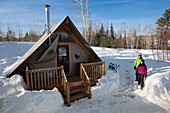 Canada, Quebec province, Mauricie region, Shawinigan and surrounding area, La Mauricie National Park, Huttopia tent winter campground MR OK