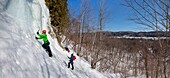 Canada, Quebec province, Mauricie region, Shawinigan and surrounding area, La Mauricie National Park, ice climbing site, Saint Maurice River background