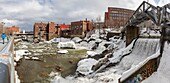 Canada, Quebec province, Eastern Townships or Estrie, City of Sherbrooke, Magog River Gorge, Dam and Waterfall