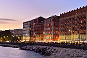 Italy, Campania, Naples, historical centre listed as World Heritage by UNESCO, Lungomare, Via Partenope by night