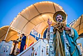 United States, New England, Massachusetts, Cape Ann, Gloucester, Saint Peters Fiesta, Traditional Italian Fishing Community Festival, statue of St. Peter and Italian singer