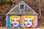 United States, New England, Massachusetts, Cape Cod, Provincetown, garage with Marilyn Monroe painting