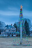 United States, New England, Massachusetts, Rowley, village Christmas tree decorations