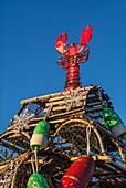 Vereinigte Staaten, Maine, York Beach, Hummerfalle, Weihnachtsbaum