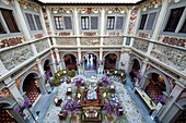 Italy, Tuscany, Florence, listed as World Heritage by UNESCO, Palazzo Della Gherardesca, 5 star palace Four Seasons Hotel Firenze, Bacchus statue by Michelangelo replica in the center of the lobby