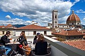 Italy, Tuscany, Florence, listed as World Heritage by UNESCO, view of the Cathedral of Santa Maria del Fiore (Duomo) from the terrace of Rinascente