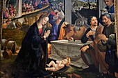 Italy, Tuscany, Florence, listed as World Heritage by UNESCO, Santa Trinita basilica (Basilica di Santa Trinita), Sassetti Chapel, frescoes by Domenico Ghirlandaio, the Adoration of the Shepherds of 1495