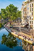 Frankreich, Paris, der Canal Saint Martin, Quai de Jemmapes