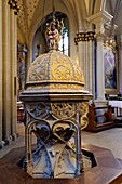 Switzerland, Canton of Fribourg, Fribourg, San Nicolas Cathedral, baptismal font