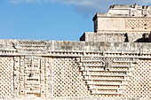 Mexico, Yucatan state, Uxmal, listed as World Heritage by UNESCO, the Nunnery quadrangle, symbolic motifs