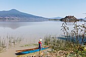 Mexiko, Bundesstaat Michoacan, Janitzio, Boot auf dem Patzcuaro-See