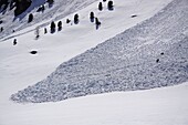 Switzerland, Valais Canton, Val d'Herens, Village of Evolene, avalanche near Arolla