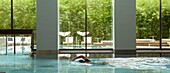 Switzerland, Vaud Canton, city of Lausanne, the brand new refurbished Royal Savoy Hotel, swimming pool