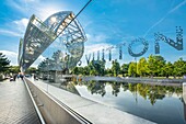 France, Paris, along the GR® Paris 2024 (or GR75), metropolitan long-distance hiking trail created in support of Paris bid for the 2024 Olympic Games, Bois de Boulogne, Louis Vuitton Foundation designed by the architect Frank Gehry