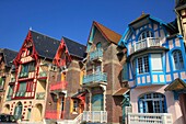 France, Somme, Mers les Bains, facades on the beach in Mers les Bains