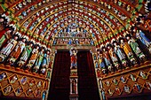 France, Somme, Amiens, sound and light show, Polychrome on the cathedral of Amiens listed as World Heritage by UNESCO, in tourist season