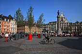 France, Nord, Lille, Place du General De Gaulle or Grand Place with the statue of the goddess on its column