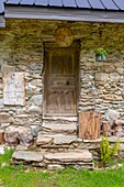 France, Savoie, Montsapey, the chalet du Tour, former alpine building dating from the mid-nineteenth century located at 1400 m altitude on the paths of La Lauzière, and participating in the 2018 Heritage Lotto