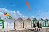 France, Somme, Cayeux sur Mer, Festival of kites on the path boards