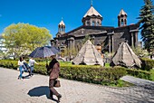 Armenia, Shirak region, Gyumri, historic district or Kumayri, Surp Astvatsatsin or Yot Verk (Seven Wounds) Church, the tower domes fallen during the 1988 earthquake