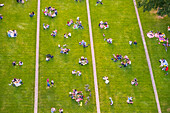 France, Paris, Andre Citroen Park, seen from the captive balloon, (aerial view)