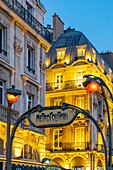 France, Paris, Saint Michel district, Saint Michel metro station in Guimard style