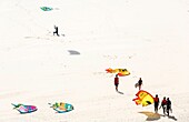 Marocco, Oued Ed-Dahab, Dakhla, view of a nautical spot of kite-surf in a desert