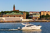 Schweden, Vastra Gotaland, Göteborg (Göteborg), Schweden, Vastra Gotaland, Göteborg (Göteborg), Fischereihafen und die Masthugg-Kirche (Masthuggskyrkan)