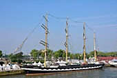 France, Seine Maritime (76), Rouen, Armada 2019 , crowds of tourists visiting the old rigging on the banks of the Seine