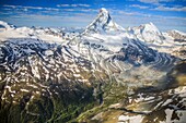 Switzerland, canton of Valais, Zermatt, (Matterhorn) (4478m) (aerial view)