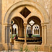 Spain, Catalonia, Tarragona Province, Conca de Barbera comarca, Vimbodi, La ruta del Cister, Monastery Santa Maria de Poblet, listed as World Heritage by UNESCO, the cloister