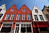 Belgium, West Flanders, Bruges, historical center listed as a UNESCO World Heritage, Grand Place, Braambergstraat street, typical gabled gabled house facades