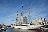 Belgium, West Flanders, Ostend, the port and the school ship 3 masts the Mercator built in 1931