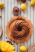 Vegan Lemon Bundt Cake with lemons