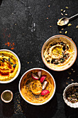 Bowls of fresh hummus