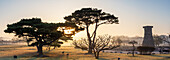 Cheomseongdae Observatory at sunrise, UNESCO World Heritage Site, Gyeongju, South Korea, Asia