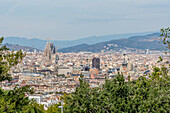 Die Montjuic-Seilbahn Schwebebahn mit Blick auf Barcelona, Katalonien, Spanien, Europa