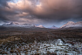 Assynt Mountains in winter, Ben Mor Coigach, Beinn an Eoin, Stac Pollaidh and Cul Beag, Assynt-Coigach National Scenic Area, Assynt, Inverpolly, Sutherland, Scottish Highlands, Scotland, United Kingdom, Europe