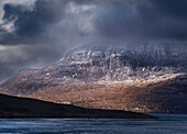 Ben Mor Coigach viewed across Loch Kanaird, Assynt-Coigach National Scenic Area, Assynt, Inverpolly, Sutherland, Scottish Highlands, Scotland, United Kingdom, Europe