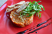 Tuna tartare served at Zuvine fish restaurant, Didzioji street, Old Town, Vilnius, Lithuania, Europe