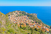 Taormina town, high angle view, Taormina, Sicily, Italy, Mediterranean, Europe