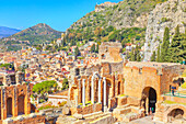 The Greek Theatre, Taormina, Sicily, Italy, Mediterranean, Europe