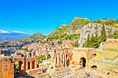 The Greek Theatre, Taormina, Sicily, Italy, Mediterranean, Europe