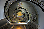 Spiral staircase of the Art Nouveau Museum located in the apartment where the Latvian architect Konstantins Peksens, 1859 to 1928, lived until 1907, Alberta Street, Riga, Latvia, Baltic region, Europe