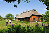 Thatched house, traditional fisherman's farmstead of a coastal village, Ethnographic Open-Air Museum near Riga, Latvia, Baltic region, Europe