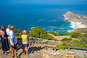 View of Dias Beach from lighthouse, Cape of Good Hope Nature Reserve, Cape Town, Western Cape, South Africa, Africa