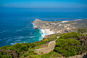 Blick auf Dias Beach vom Leuchtturm aus, Kap der Guten Hoffnung Naturreservat, Kapstadt, Westkap, Südafrika, Afrika