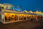 View of restaurants in the Waterfront at dusk, Cape Town, Western Cape, South Africa, Africa