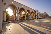 View of Arrival Piazza in Sahl Hasheesh Old Town, Sahl Hasheesh, Hurghada, Red Sea Governorate, Egypt, Africa