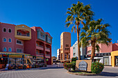 View of colourful shops and bars in Hurghada Marina, Hurghada, Red Sea Governorate, Egypt, North Africa, Africa